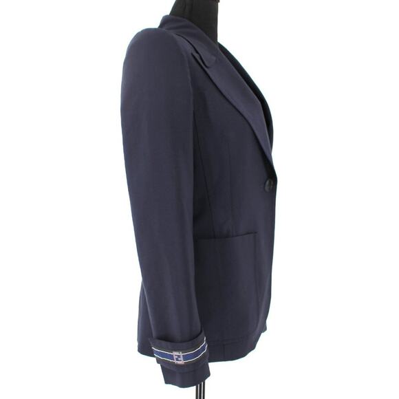 Fendi Wool Single Breasted Logo Sleeve Navy Blue Formal Blazer Suit Jacket 38 XS - Picture 4 of 8